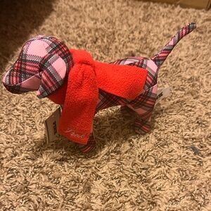 PINK Victoria's Secret Plaid Dog Toy with Red Scarf